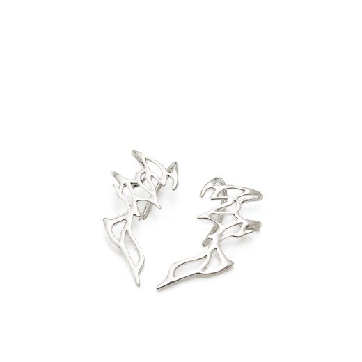 Cropp - Kolczyki nausznice z niesymetrycznym wzorem - srebrny ze sklepu Cropp w kategorii Kolczyki - zdjęcie 171462021