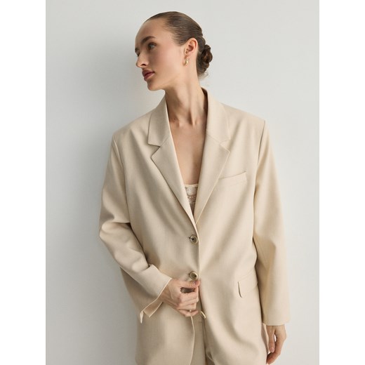 Reserved - Jednorzędowa marynarka - beżowy Reserved XS Reserved