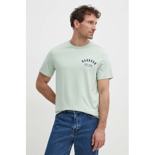 Barbour t-shirt bawełniany męski kolor zielony z nadrukiem ze sklepu ANSWEAR.com w kategorii T-shirty męskie - zdjęcie 171462440
