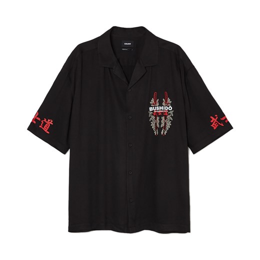 Cropp - Czarna koszula z krótkim rękawem - czarny ze sklepu Cropp w kategorii Koszule męskie - zdjęcie 171474322