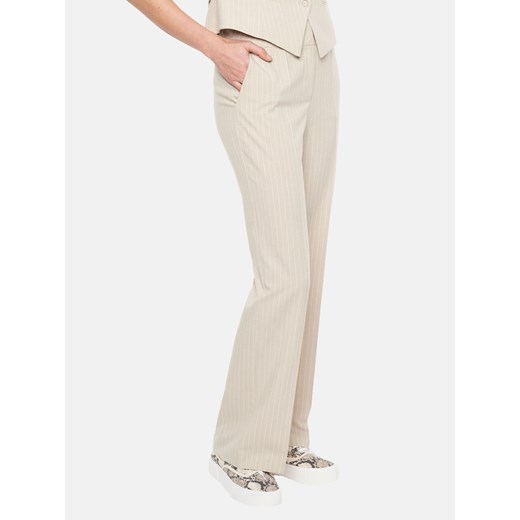 Beżowe spodnie damskie w paski Potis & Verso Jesica ze sklepu Eye For Fashion w kategorii Spodnie damskie - zdjęcie 171474343