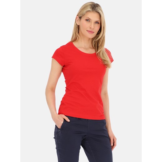 Czerwony t-shirt damski z logo na rękawie L'AF Tara ze sklepu Eye For Fashion w kategorii Bluzki damskie - zdjęcie 171474400