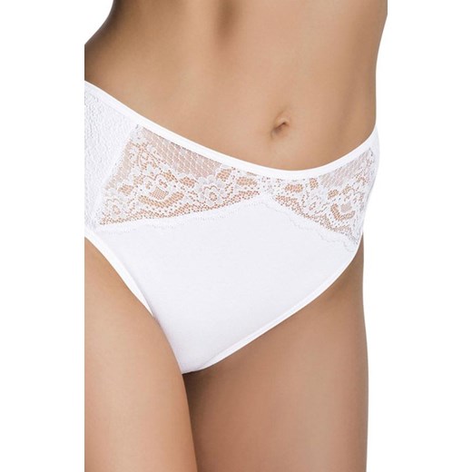 Pełne figi damskie białe z koronką na przodzie Chiara, Kolor biały, Rozmiar S, EMILI ze sklepu Intymna w kategorii Majtki damskie - zdjęcie 171474791
