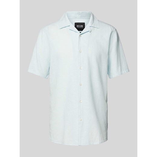Koszula lniana o kroju slim fit z rękawem o dł. 1/2 model ‘CAIDEN’ ze sklepu Peek&Cloppenburg  w kategorii Koszule męskie - zdjęcie 171475223