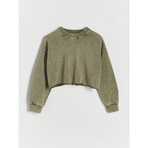 Reserved - Bluza z ozdobnymi postrzępieniami - zielony Reserved 134/140 (8-9 lat) wyprzedaż Reserved