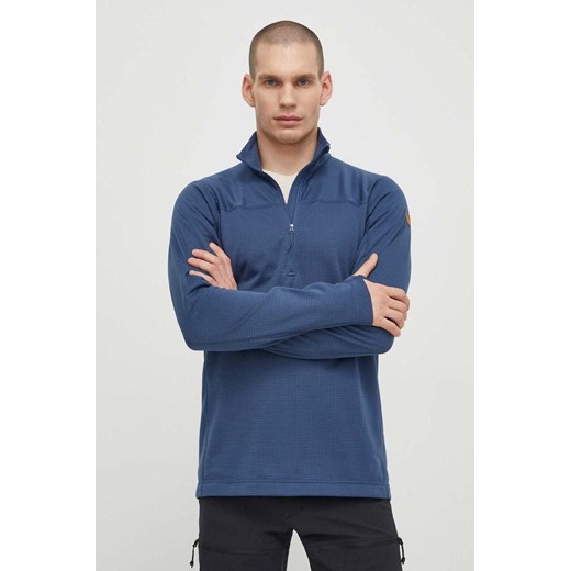 Fjallraven bluza sportowa Abisko Lite kolor niebieski gładka F87113 ze sklepu ANSWEAR.com w kategorii Bluzy męskie - zdjęcie 171476693