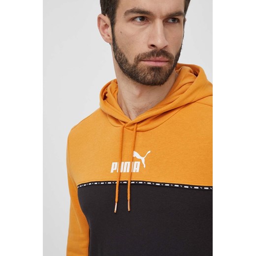 Puma bluza męska kolor pomarańczowy z kapturem z nadrukiem 675173 ze sklepu ANSWEAR.com w kategorii Bluzy męskie - zdjęcie 171476713