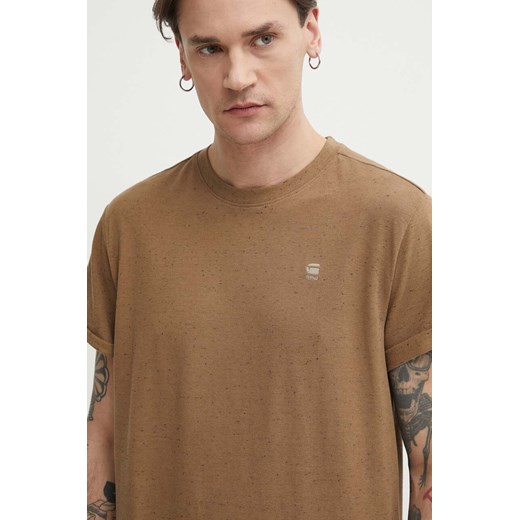 G-Star Raw t-shirt bawełniany kolor brązowy ze sklepu ANSWEAR.com w kategorii T-shirty męskie - zdjęcie 171477270