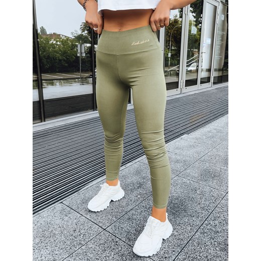 Prążkowane legginsy damskie LOOK AT ME zielone Dstreet UY1572 ze sklepu DSTREET.PL w kategorii Spodnie damskie - zdjęcie 171480823