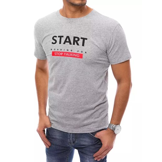 T-shirt męski jasnoszary Dstreet RX4738 ze sklepu DSTREET.PL w kategorii T-shirty męskie - zdjęcie 171480880