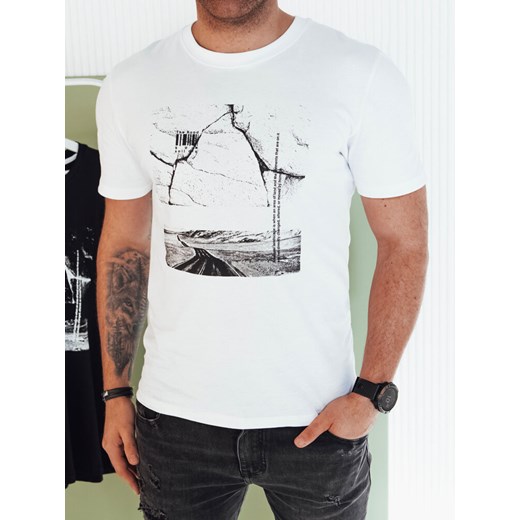 Koszulka męska z nadrukiem biała Dstreet RX5499 ze sklepu DSTREET.PL w kategorii T-shirty męskie - zdjęcie 171480963