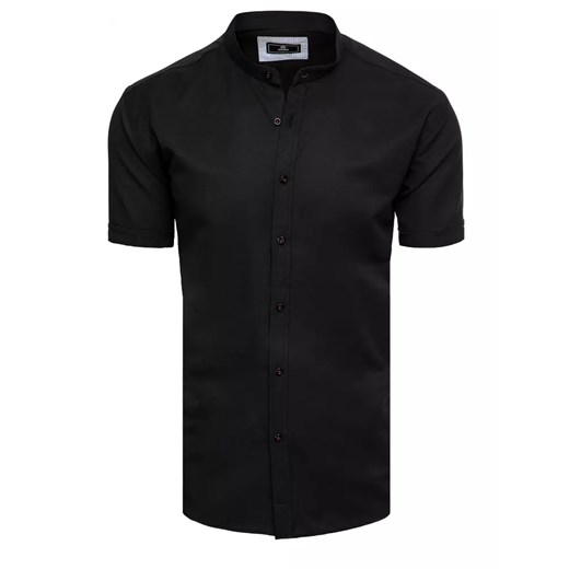 Koszula męska z krótkim rękawem czarna Dstreet KX0997 ze sklepu DSTREET.PL w kategorii Koszule męskie - zdjęcie 171480994