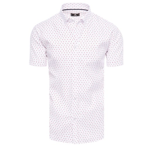 Koszula męska z krótkim rękawem biała Dstreet KX1025 ze sklepu DSTREET.PL w kategorii Koszule męskie - zdjęcie 171481263