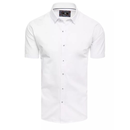 Koszula męska z krótkim rękawem biała Dstreet KX0988 ze sklepu DSTREET.PL w kategorii Koszule męskie - zdjęcie 171481823