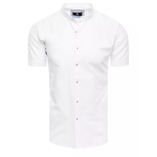 Koszula męska z krótkim rękawem biała Dstreet KX0998 ze sklepu DSTREET.PL w kategorii Koszule męskie - zdjęcie 171481921