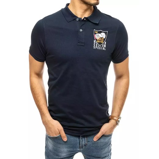 Koszulka polo z haftem granatowa Dstreet PX0391 ze sklepu DSTREET.PL w kategorii T-shirty męskie - zdjęcie 171481992