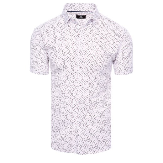 Koszula męska z krótkim rękawem biała Dstreet KX1016 ze sklepu DSTREET.PL w kategorii Koszule męskie - zdjęcie 171482112