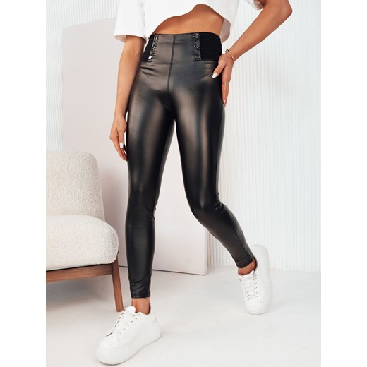 Spodnie damskie woskowane TARMZ czarne Dstreet UY2074 ze sklepu DSTREET.PL w kategorii Spodnie damskie - zdjęcie 171482252