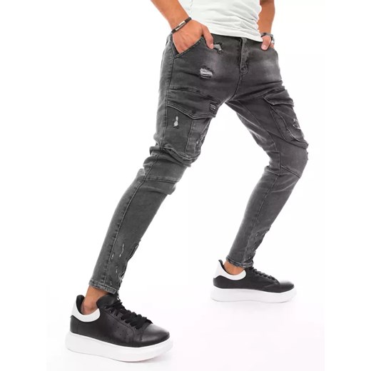 Spodnie męskie jeansowe typu bojówki ciemnoszare Dstreet UX3288 ze sklepu DSTREET.PL w kategorii Jeansy męskie - zdjęcie 171482372