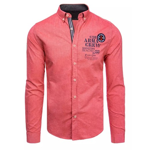 Koszula męska czerwona Dstreet DX2297 ze sklepu DSTREET.PL w kategorii Koszule męskie - zdjęcie 171482750