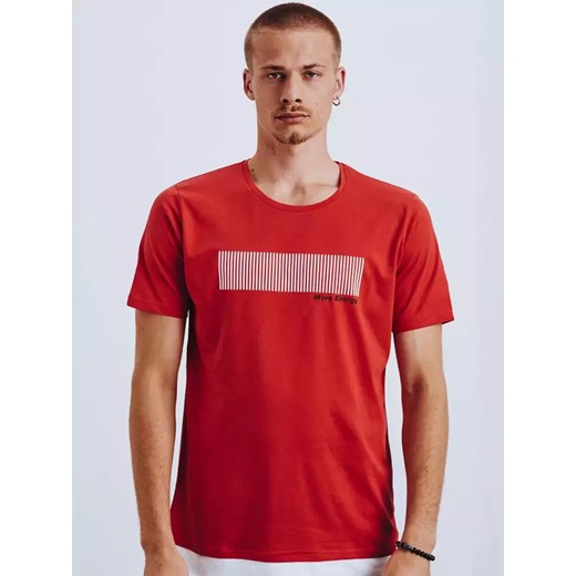 T-shirt męski z nadrukiem czerwony Dstreet RX4651 ze sklepu DSTREET.PL w kategorii T-shirty męskie - zdjęcie 171483952