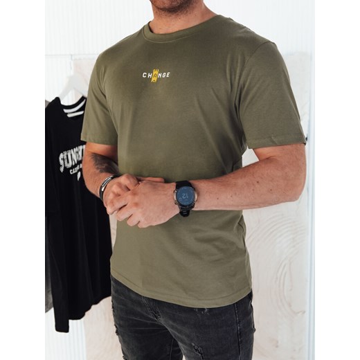 T-shirt męski Dstreet zielony z krótkim rękawem