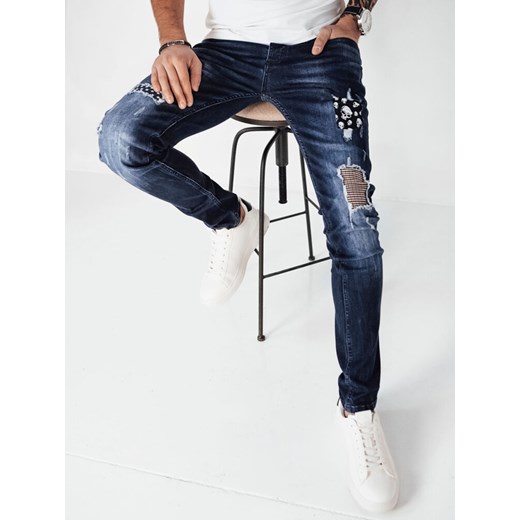 Spodnie męskie jeansowe granatowe Dstreet UX4148 ze sklepu DSTREET.PL w kategorii Jeansy męskie - zdjęcie 171484403