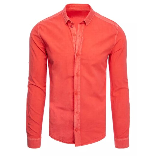 Koszula męska czerwona Dstreet DX2319 ze sklepu DSTREET.PL w kategorii Koszule męskie - zdjęcie 171484810
