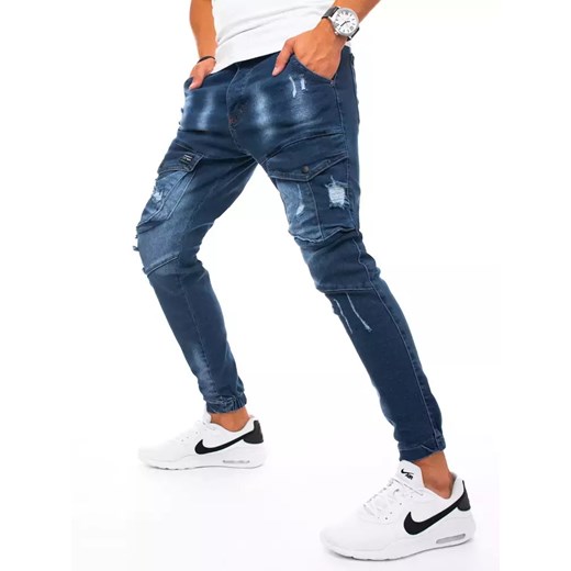 Spodnie męskie jeansowe typu bojówki niebieskie Dstreet UX3271 ze sklepu DSTREET.PL w kategorii Spodnie męskie - zdjęcie 171484982