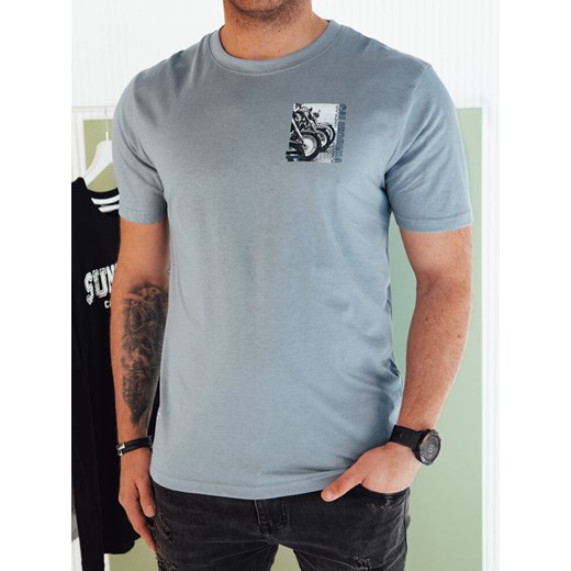 Koszulka męska z nadrukiem niebieska Dstreet RX5483 ze sklepu DSTREET.PL w kategorii T-shirty męskie - zdjęcie 171485484