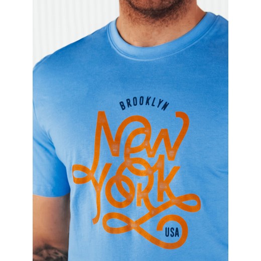 Koszulka męska z nadrukiem niebieska Dstreet RX5370 ze sklepu DSTREET.PL w kategorii T-shirty męskie - zdjęcie 171485733