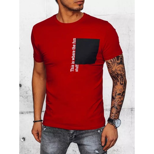 T-shirt męski z nadrukiem czerwony Dstreet RX5062 ze sklepu DSTREET.PL w kategorii T-shirty męskie - zdjęcie 171485773