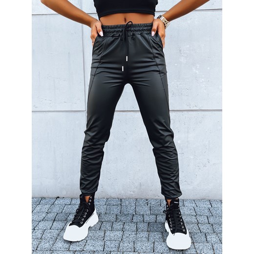 Spodnie damskie woskowane EBONY NIGHT czarne Dstreet UY1636 ze sklepu DSTREET.PL w kategorii Spodnie damskie - zdjęcie 171486224