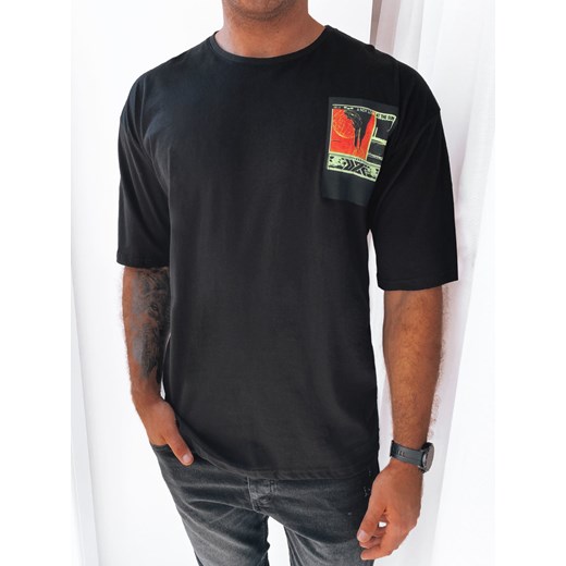 T-shirt męski z nadrukiem czarny Dstreet RX5304 ze sklepu DSTREET.PL w kategorii T-shirty męskie - zdjęcie 171486684