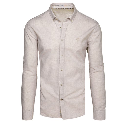 Koszula męska jasnobeżowa Dstreet DX2570 ze sklepu DSTREET.PL w kategorii Koszule męskie - zdjęcie 171487241
