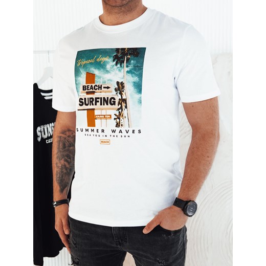Koszulka męska z nadrukiem biała Dstreet RX5496 ze sklepu DSTREET.PL w kategorii T-shirty męskie - zdjęcie 171487583