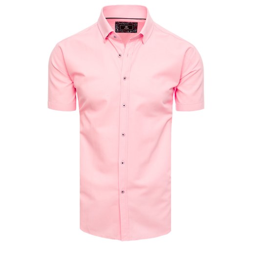 Koszula męska z krótkim rękawem różowa Dstreet KX0994 ze sklepu DSTREET.PL w kategorii Koszule męskie - zdjęcie 171487604