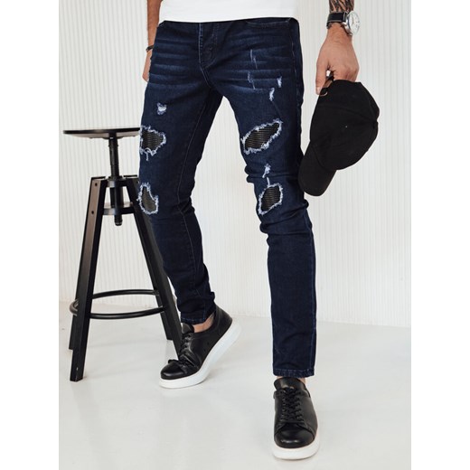 Spodnie męskie jeansowe granatowe Dstreet UX4142 ze sklepu DSTREET.PL w kategorii Jeansy męskie - zdjęcie 171488160