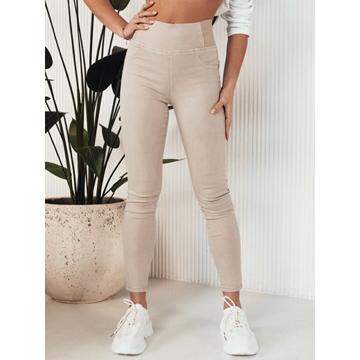 Spodnie damskie jeansowe ALTET beżowe Dstreet UY1904 ze sklepu DSTREET.PL w kategorii Spodnie damskie - zdjęcie 171488402