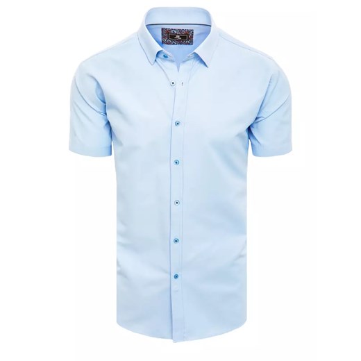 Koszula męska z krótkim rękawem błękitna Dstreet KX0985 ze sklepu DSTREET.PL w kategorii Koszule męskie - zdjęcie 171488450