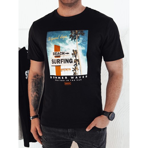 Koszulka męska z nadrukiem czarna Dstreet RX5497 ze sklepu DSTREET.PL w kategorii T-shirty męskie - zdjęcie 171488501