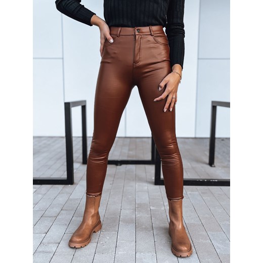 Spodnie damskie skórzane TOURMALIN kamelowe Dstreet UY1717 ze sklepu DSTREET.PL w kategorii Spodnie damskie - zdjęcie 171489131