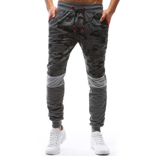 Spodnie męskie dresowe camo antracytowe Dstreet UX3628 ze sklepu DSTREET.PL w kategorii Spodnie męskie - zdjęcie 171489541