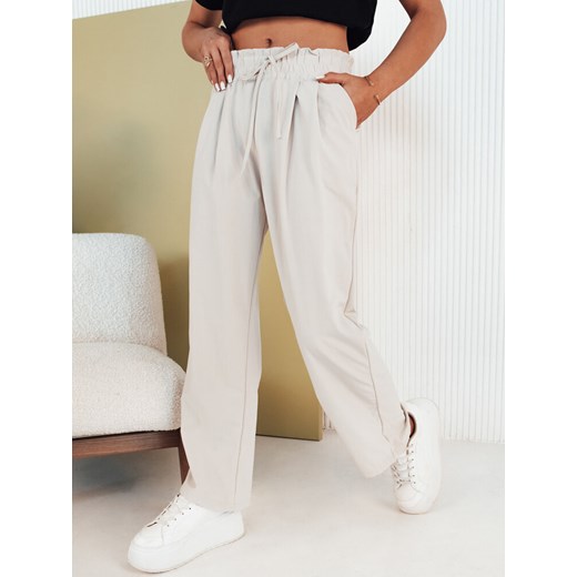 Spodnie damskie EUFRAZ beżowe Dstreet UY2052 ze sklepu DSTREET.PL w kategorii Spodnie damskie - zdjęcie 171489691