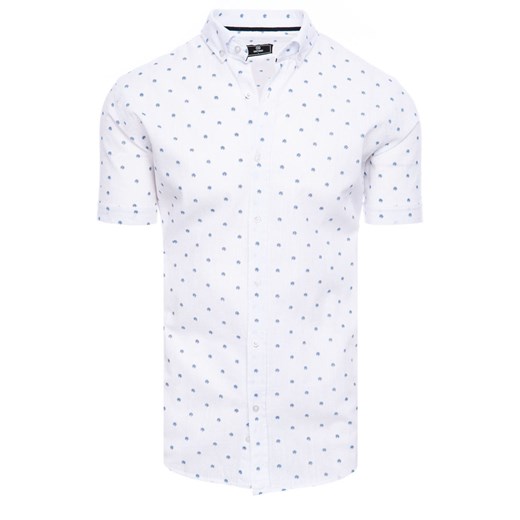 Koszula męska z krótkim rękawem biała Dstreet KX1034 ze sklepu DSTREET.PL w kategorii Koszule męskie - zdjęcie 171489902