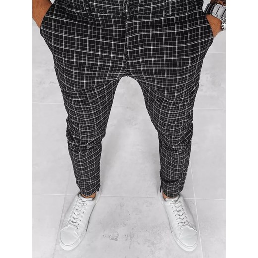 Spodnie męskie chinosy w kratę czarne Dstreet UX3968 ze sklepu DSTREET.PL w kategorii Spodnie męskie - zdjęcie 171490304