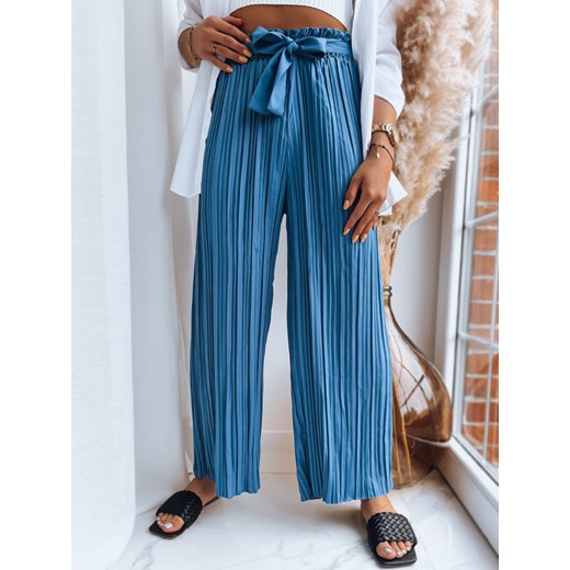 Marszczone spodnie damskie RUFFLES niebieskie Dstreet UY1541 ze sklepu DSTREET.PL w kategorii Spodnie damskie - zdjęcie 171490313