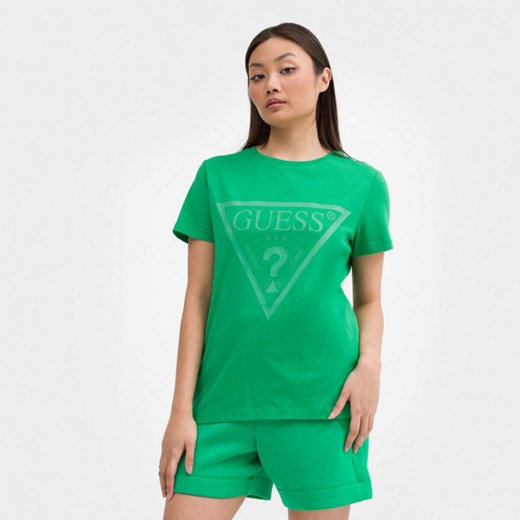 Damski t-shirt z nadrukiem Guess Adele SS CN Tee - zielony Guess XS Sportstylestory.com