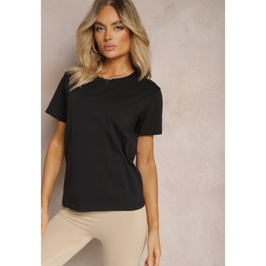 Czarna Koszulka T-shirt z Bawełny Radovida ze sklepu Renee odzież w kategorii Bluzki damskie - zdjęcie 171492522