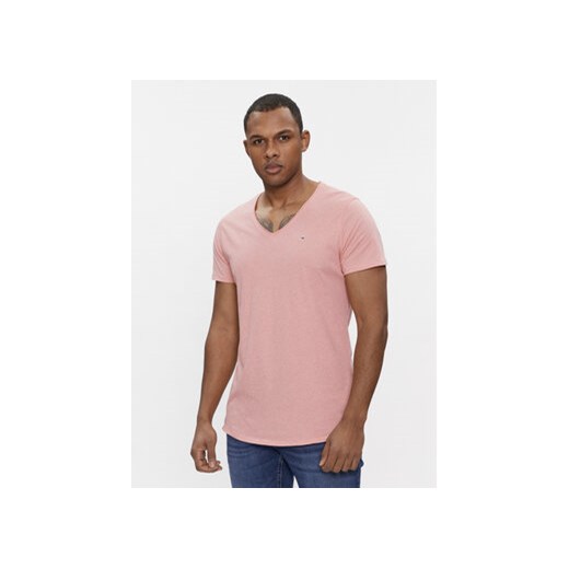 Tommy Jeans T-Shirt Jaspe DM0DM09587 Różowy Slim Fit ze sklepu MODIVO w kategorii T-shirty męskie - zdjęcie 171495973